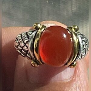Elegant carnelian .925 Silver and 14kt Gold Ring with CARNELIAN Gorgeous❤️